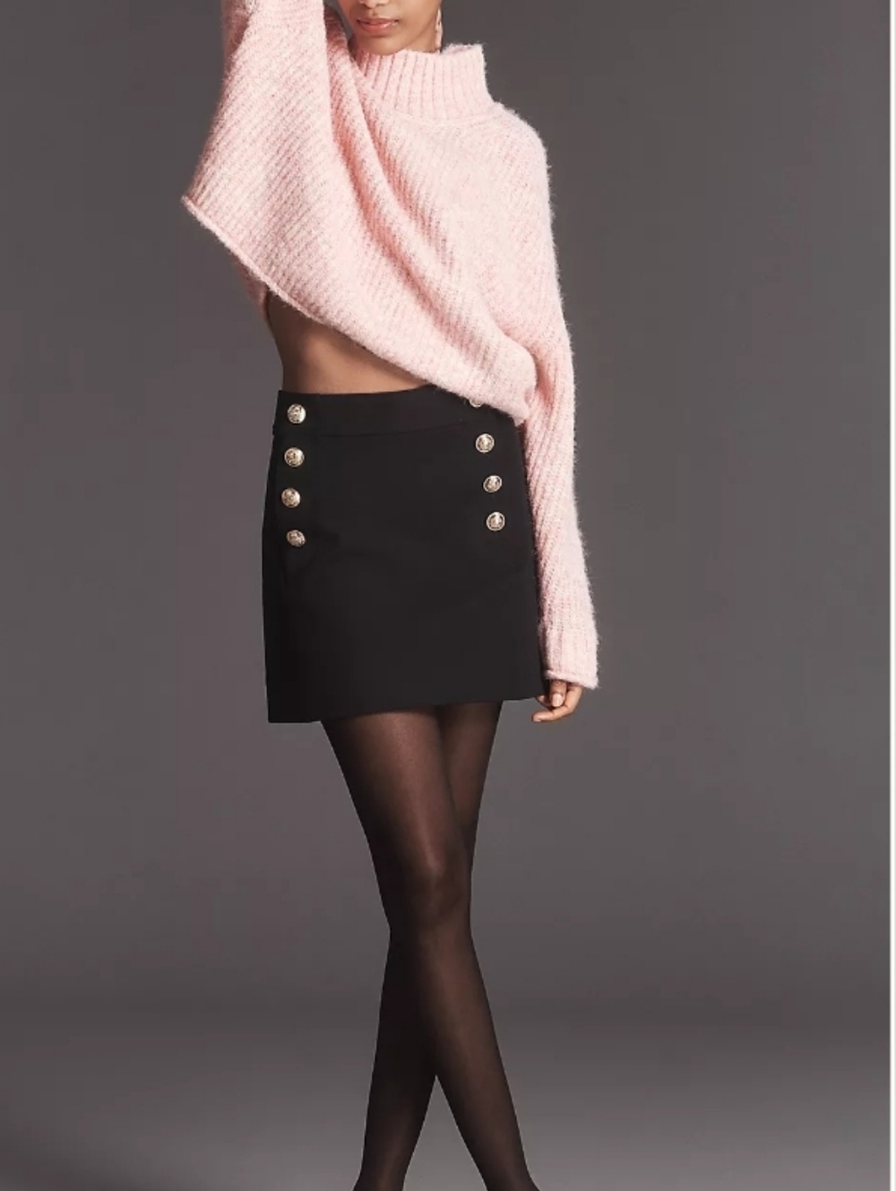 NWT Derek Lam 10 Crosby Reyna Black Silver Buttom A Line Mini Skirt 2